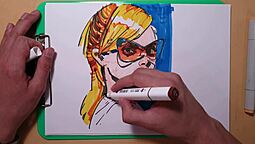 Erotic cartoon drawing with copic markers