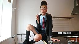 Ebony schoolgirl dominates small-cocked classmate with fetish humiliation