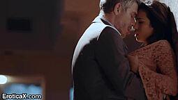 Young girl engages in passionate sex with older man