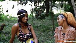 Black lesbians enjoy outdoor music and sex toys in HD video