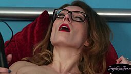British babe with tattoos gives a facial cumshot