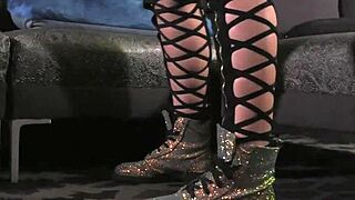 ssbbw shemale pulls out throbbing cock in saucy lingerie for fat cumshot