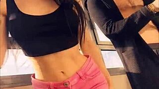 sasha rose teases with sexy striptease shaking athletic ass for neighbors