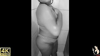 damn, camera catches busty latina neighbor fisting pussy in bathroom