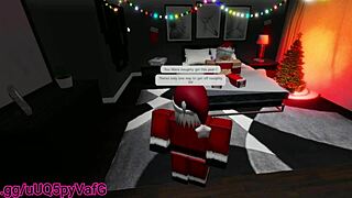 santa's little helper bends over for milf's big cock creampie pounding