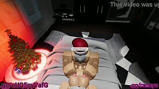 santa's little helper bends over for milf's big cock creampie pounding
