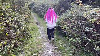 Muscular Guy Spanks Skinny Teen 18+ Pussy Lips In Forest Then Fucks Rough!