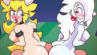 Bowsette Boosette Crave Hard Cocks in Threesome Cumshot POV