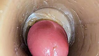 Super Close-Up ASMR Creampie in Oiled Swollen Tight Pussy with Huge Dildo 4K Internal Cam