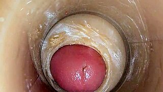 Super Close-Up ASMR Creampie in Oiled Swollen Tight Pussy with Huge Dildo 4K Internal Cam