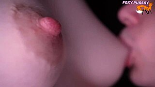 close up teen's puffy nipples get licked sucked and groped in homemade tit fetish frenzy