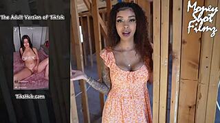 Amateur wife fucks horny construction worker hardcore handjob while husband away