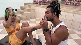 boyfriend fucks my cute feet until he explodes all over them