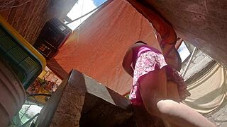 curious brother-in-law sneaks peeks under latina farm girl's skirt at home