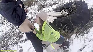 my horny girlfriend bends over for deep public cock pounding