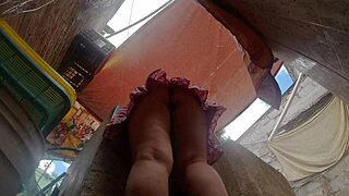 curious brother-in-law sneaks peeks under latina farm girl's skirt at home