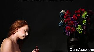 you won't believe this sexy centerfold slurping cum from blowbang facials