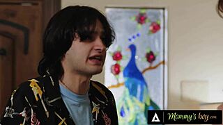 annoyed stepson shocked as stacked syren de mer bimbo rides him wildly