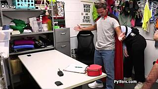 Chubby Guard Demands Threesome with Big Ass Sexy Thieves