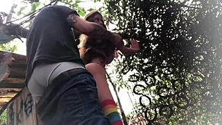 Fucking Redhead Fuck Doll's Ass Outdoor Public Backyard Amateur Style