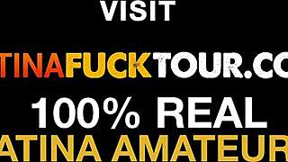 This petite 18+ latina teen's tight holes get stretched wide by thick cock