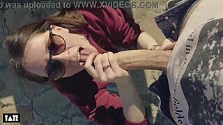 shy amateur whore begs stranger's cock for outdoor deepthroat in forest chaos