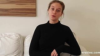 Petite Luca fingers pussy to orgasm in sunlight