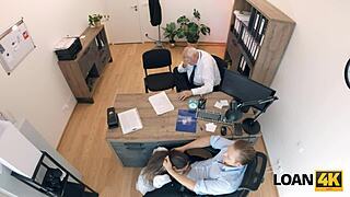 Mina k flaunts shaved pussy and natural tits for big loan cash