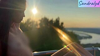 check out this pretty hungarian brunette with small natural tits playing nipples outdoors in public paradise 😍🔥