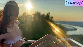 check out this pretty hungarian brunette with small natural tits playing nipples outdoors in public paradise 😍🔥