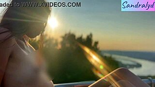 check out this pretty hungarian brunette with small natural tits playing nipples outdoors in public paradise 😍🔥