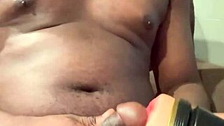 my pocket pussy gripped that big cock hard during intense solo stroke