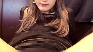 check out this cute gal sissy stroking her cock solo【個撮】