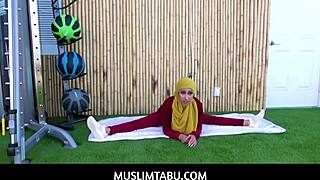 arab teen wife kira perez cheats hard with trainer cock while hijab stays on!