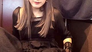 check out this cute gal sissy stroking her cock solo【個撮】