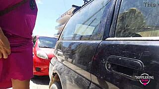 nippleringlover flashes extreme pierced nipples pussy and ass on street