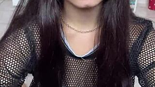 A cute blue-eyed brunette deepthroats wellington prado's monster cock sloppily