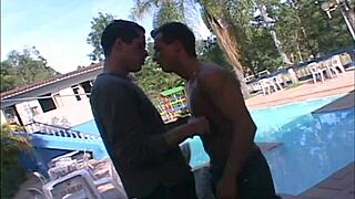 brazilian twink couple pounds asses hard poolside nonstop