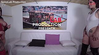 blonde brunette pussies grind in pervert threesome 😏👅💦