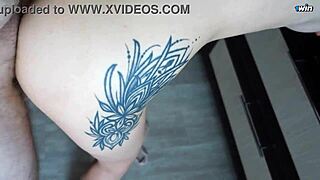 petite tattooed euro teen sunako kirishiki fucked doggy and bent over in kitchen pov closeup cumshot on small tits