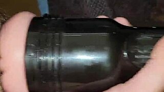 ever wonder how a fleshlight feels stroking that monster cock to cumshot? voyeur style