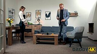 Daddy4K: Sons Girlfriend Fucks Boyfriends Stepdaddy Hardcore on Sofa