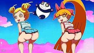 Teen Powerpuff Girls in Thongs Bend Over and Shake Their Tight Panties