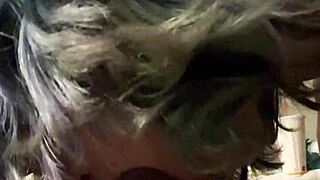 Milf deepthroats monster cock closeup until shaved oral creampie explosion