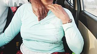 Desi babe in car unleashing tight pussy orgasms with dirty telugu talk