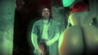 Sexy caballero strokes to latex-gloved doll's striptease