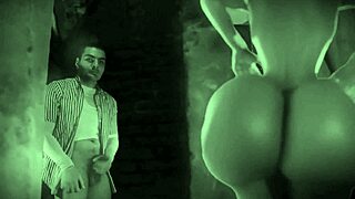 Sexy caballero strokes to latex-gloved doll's striptease