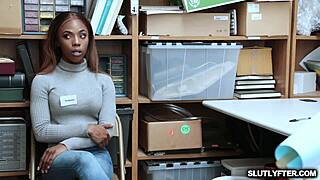 cop's huge black cock destroys sarah banks ebony pussy at work