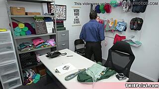 SKINNY BLONDE SHOPLIFTER CAUGHT BENT OVER BY OLD PERVY MALL COP FOR ROUGH DOGGY POUNDING!