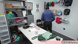 SKINNY BLONDE SHOPLIFTER CAUGHT BENT OVER BY OLD PERVY MALL COP FOR ROUGH DOGGY POUNDING!